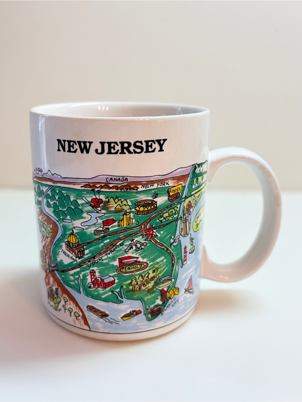 Vtg New Jersey  View of The World Coffee Mug Cup City Mugs